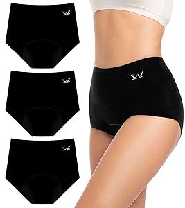 Benirap Period Underwear for Women Heavy Flow Leakproof High Waisted Cotton Panties Postpartum Menstrual Briefs 3 Pack