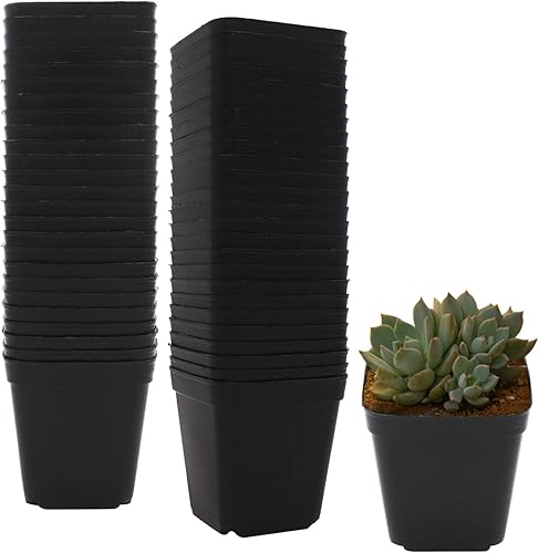 Miniatura 6 de GOETOR Macetas cuadradas para vivero, 100 unidades, contenedor duradero para iniciar plántulas o suculentas (2.2 pulgadas)