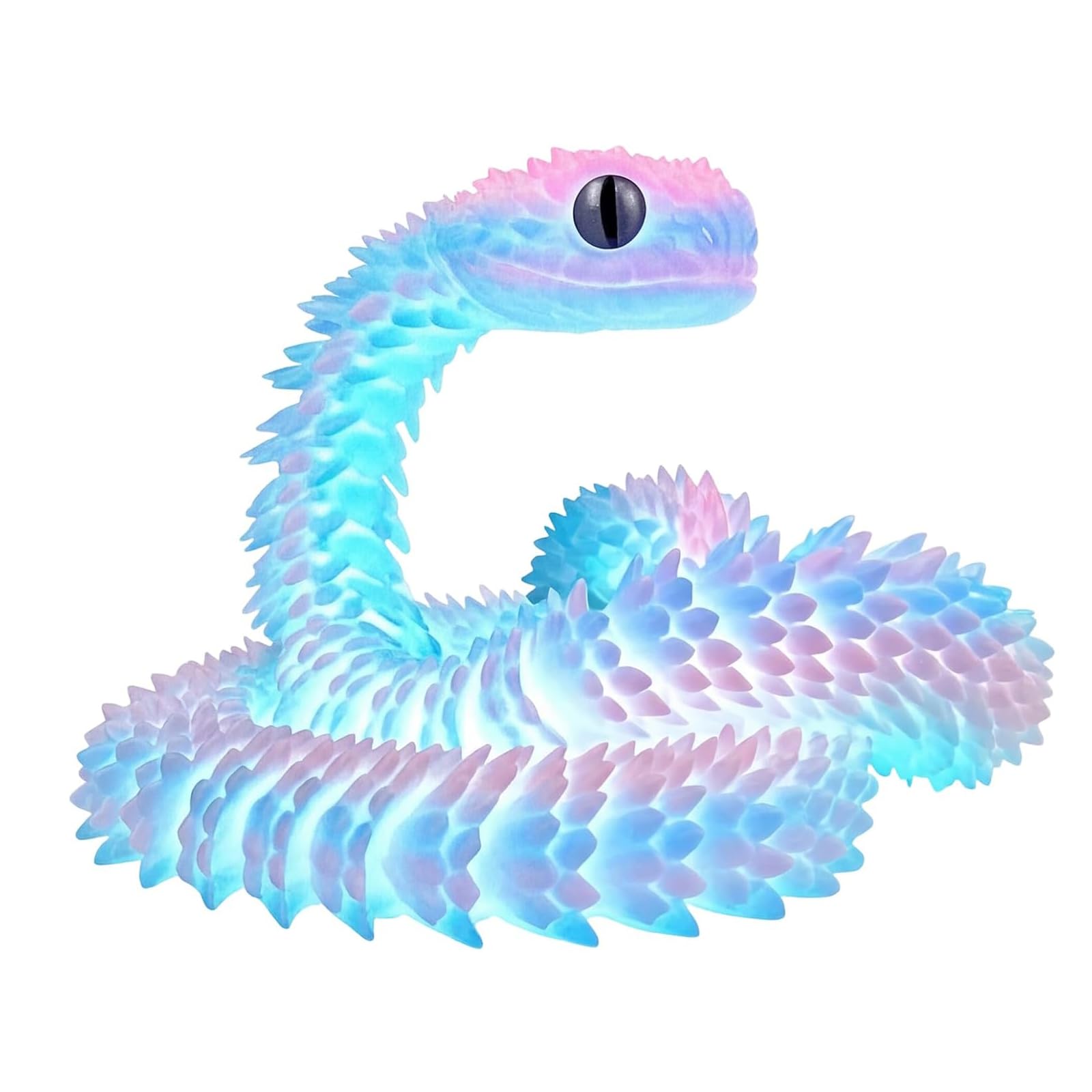 JNGTKL 1Pc 60 cm Long Realistic 3D Printed Snake, Glow in The Dark Blue 3D Printed Animals, Lifelike Fake Snake Model for Home Decor Ornament, Detailed Premium 3D Printed Art Craft Toy