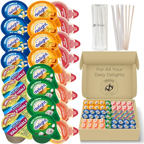 Coffee Creamer Singles Variety Pack Bulk Bundle Includes (108 ct) Irish