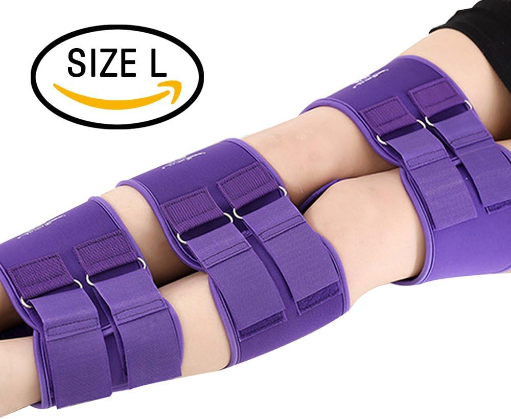 Leg Correction Belt Band - Purple Adjustable Leg Corrector Bandage to Correct O/X-Type Knock Knee Bowlegs 3 Pcs/Set (Size L)