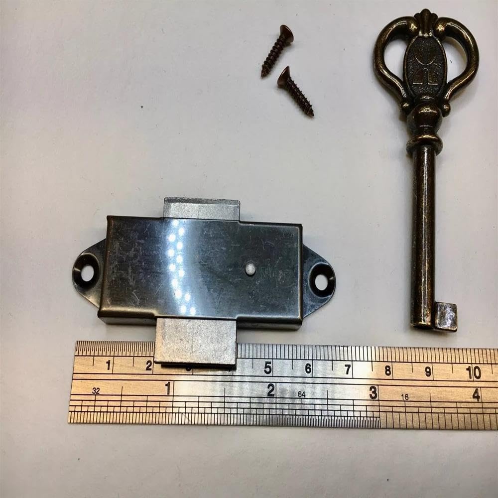 Howard Miller Grandfather Clock Lock and Key Set, Antique Brass, Metal Housing with Mounting Screws