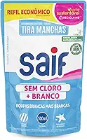 Saif Tira Manchas Sem Cloro Mais Branco Sachê 500Ml Removedor De Manchas De Roupas Brancas Azul Mais Poderoso Na Remoção De Manchas Roupas Brancas Mais Brancas Embalagem Econômica