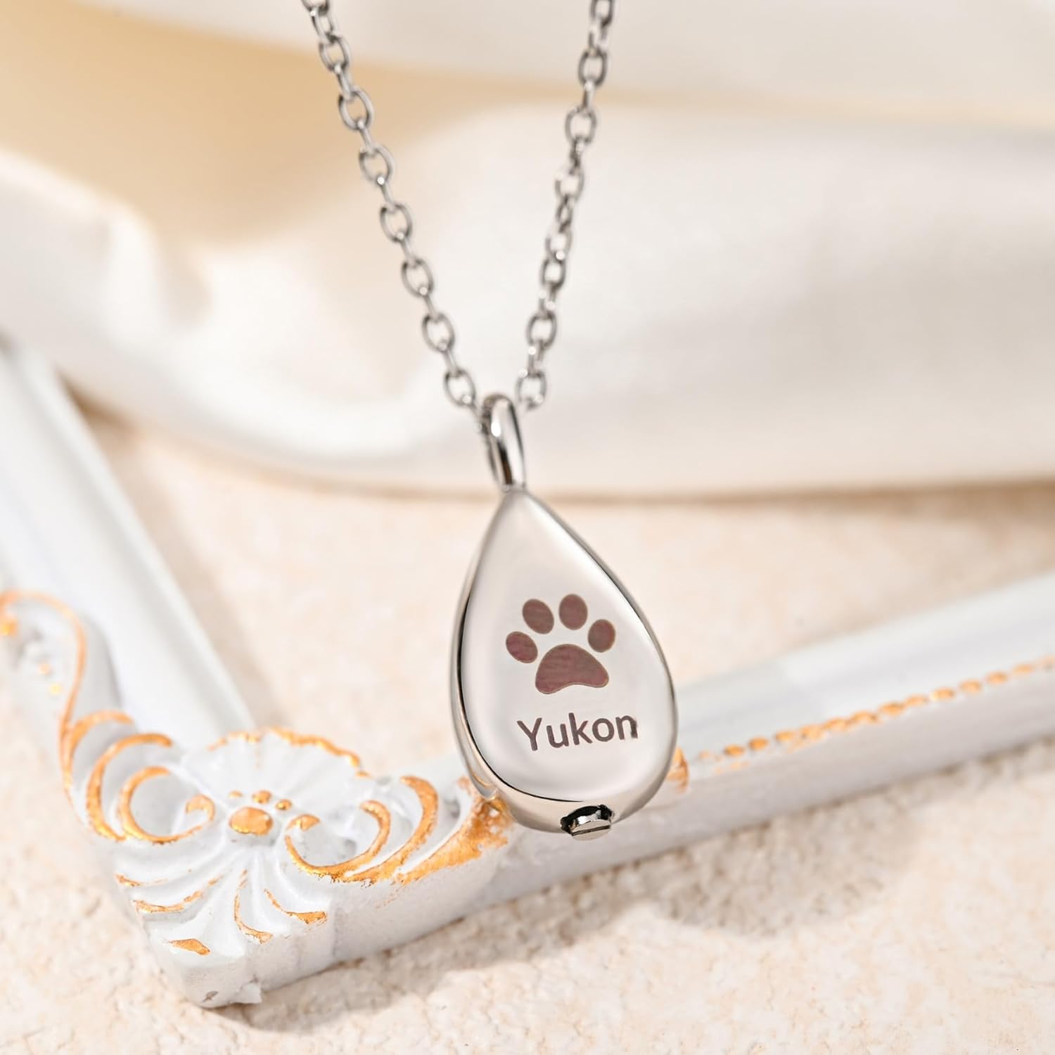 Custom Pet Ashes Necklace Personalized Memorial Urn Necklace for Ashes, Custom Cat Dog Ash Holder with Photo & Name, Silver Keepsake Jewelry Gift for Pet Loss - Image 6