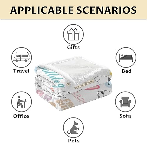 Miniatura 6 de Manta de bulldog francés para niñas y niños, tamaño de regazo de 30 x 40 pulgadas, manta de felpa suave y peluda, regalos para Navidad, manta blanca