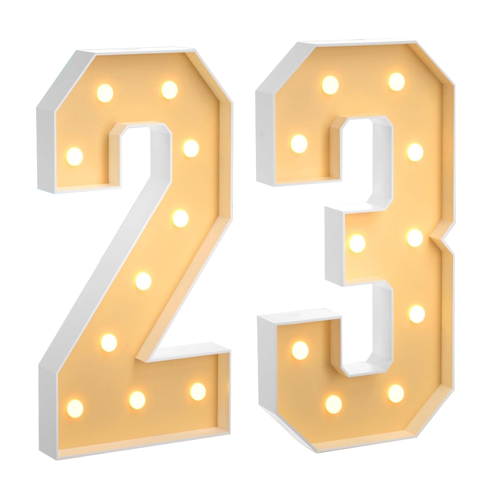 70CM/2.3FT Marquee Light Up Number 23, Large LED Numbers Lights Marquee Decoration Mosaic Warm White Light Up Sign for Home Party Birthday Wedding Birthday Xmas — image 1