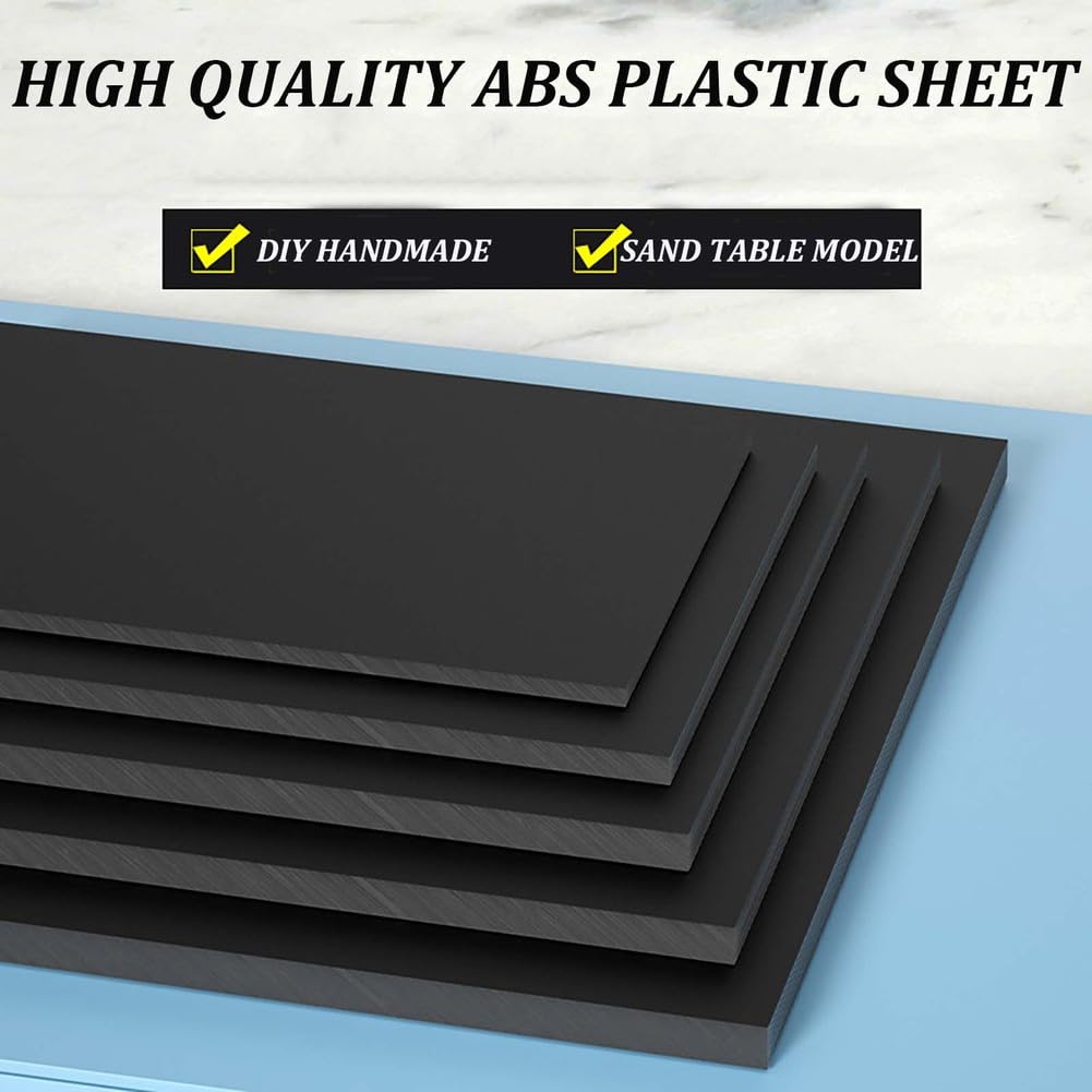 Hoja de plástico reutilizable ABS negro de 500 mm x 500 mm - Tablero ignífugo antiestático duradero