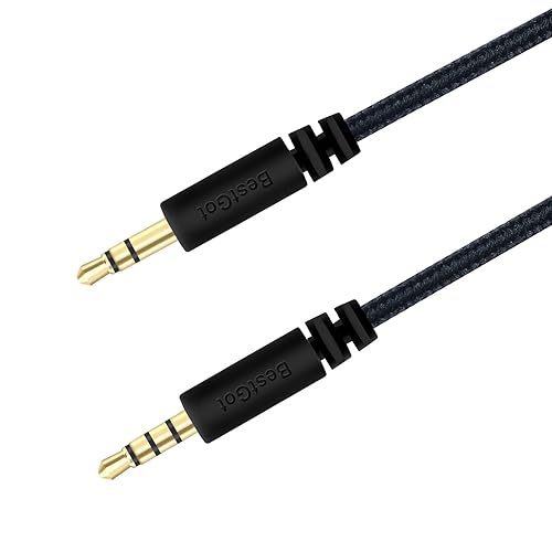 Miniatura 5 de BESTGOT Cable de audio con micrófono de control de volumen, cable auxiliar de 0.138 in (4.3 pies4.3 ft) para controlador PS4, auriculares, tableta,