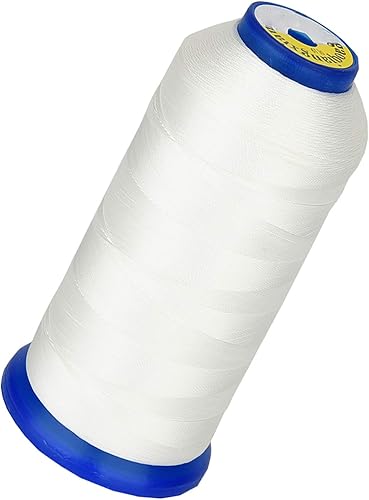 Hilo de coser de poliéster de alta resistencia para tejidos, tapicería, jeans y tejer cabello, cortinas, cuentas, monederos, cuero (blanco)