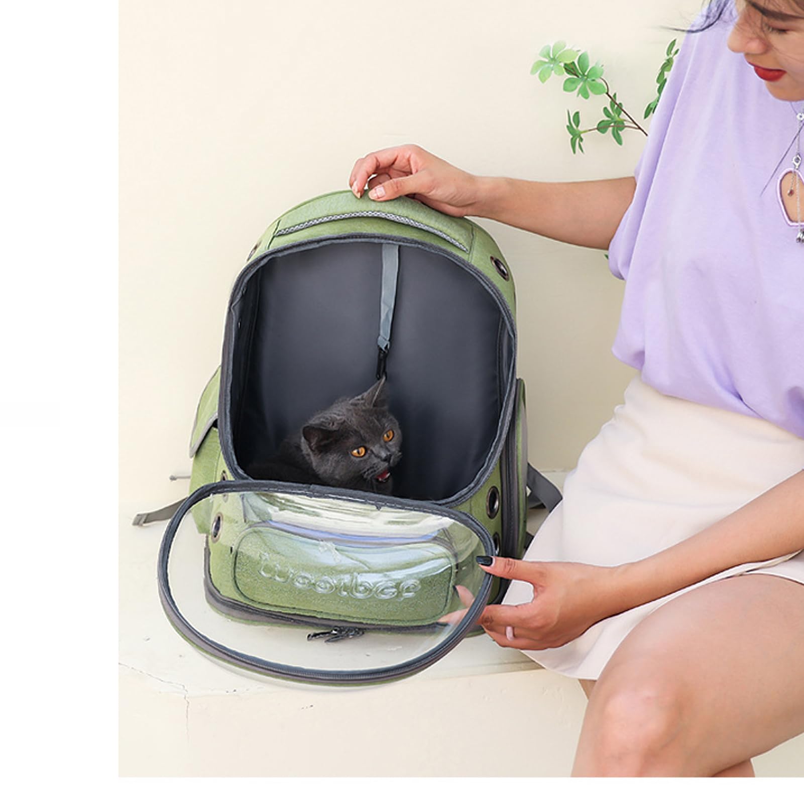 Mochila de burbujas para gatos, mochila transpirable para gatos, gran espacio, transportador de viaje para mascotas para gatitos, perros pequeños de hasta 15 libras, transportador transparente para