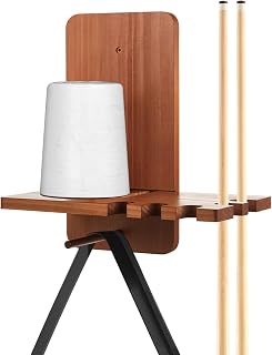 Geelin Wall Mount Pool Chalk Holder 5 Cue, Brown, with Triangle Rack Hook