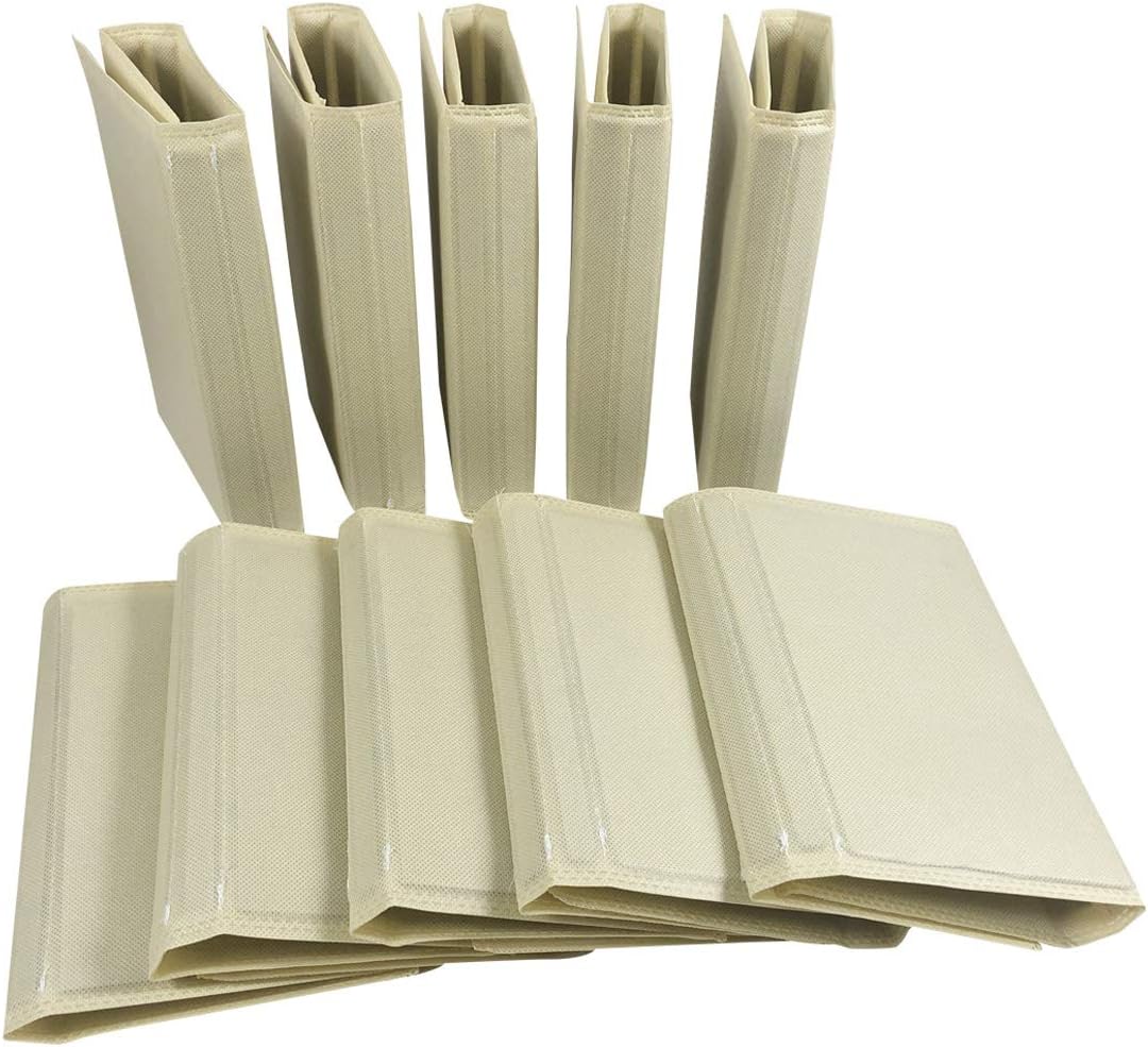 Coralpearl Clothes Folder Flipfold Laundry T Shirt Folding Board Flip Fold Closet Storage Drawer Organizer Foldable Travel Space Saver Beige for Jean Sweater Blouse of Adult Kid Pack of 10 (Men)