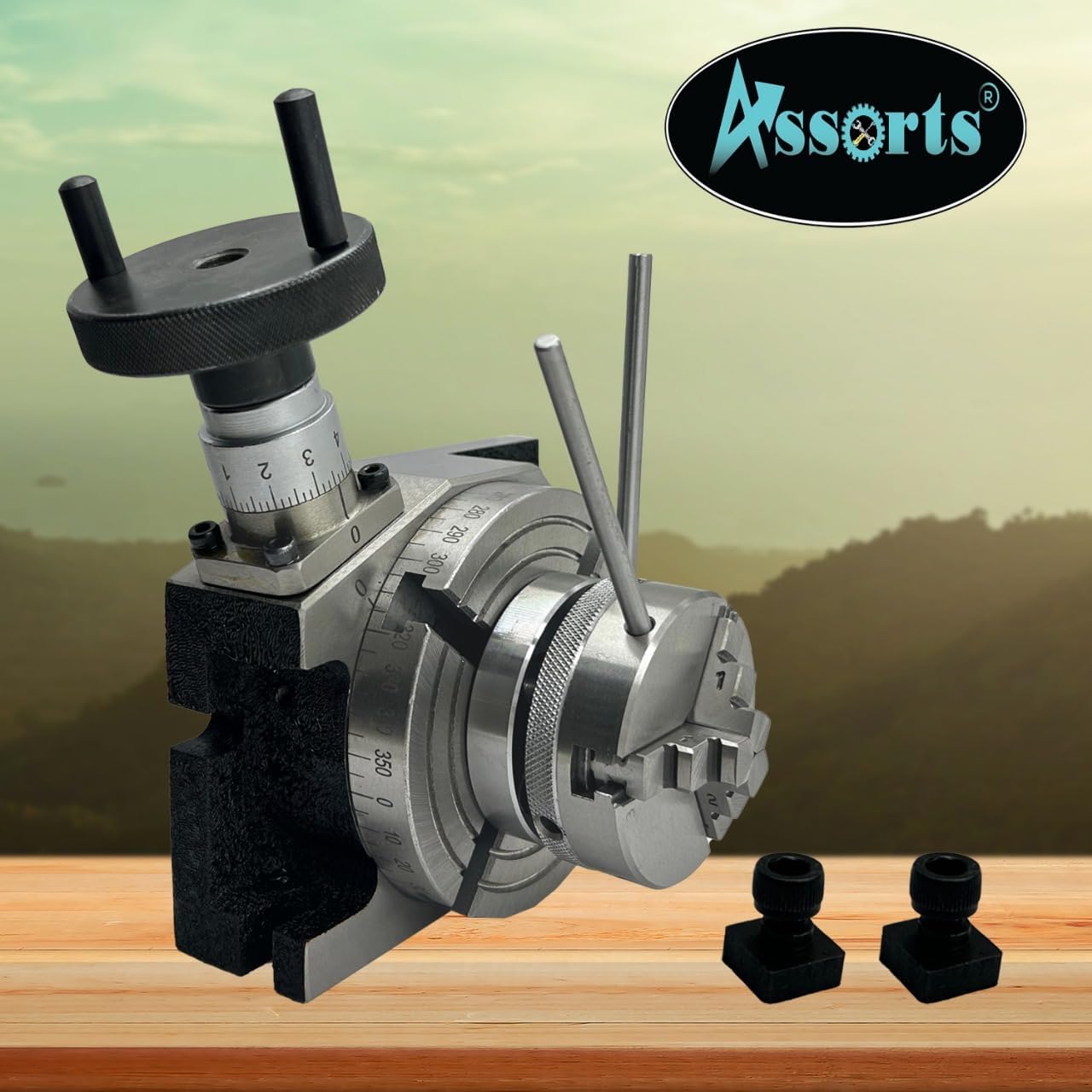 Milling Indexing 4"/ 100 Rotary Table Precision Horizontal Vertical With Suitable M6 Clamp Kit & Small Chuck (With 65 Mm 3 Jaws Self Centering Chuck)