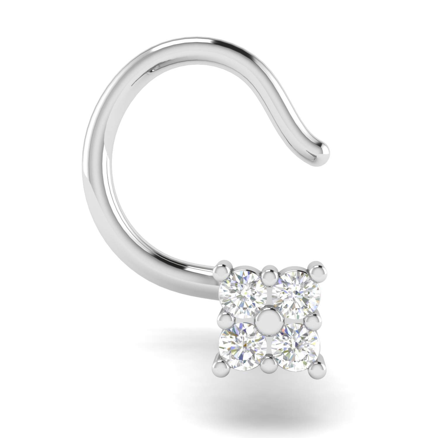 18KT White Gold and Diamond Nose Ring for Women
