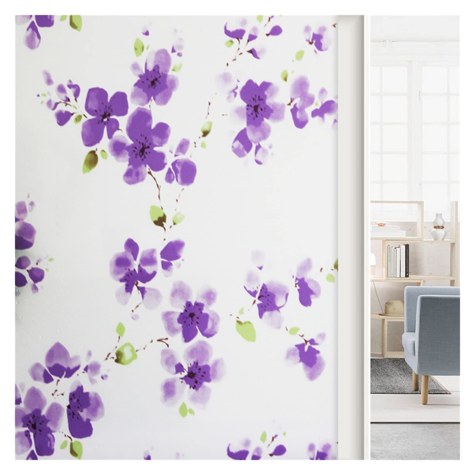 Privacy Film For Glass Windows,Stained Decorative Static Self Adhesive Sticker(White,90x300cm)