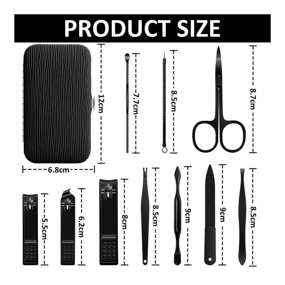 Kit per Unghie 10 in 1 per Donne e Uomini, Strumenti Professionali per la Cura dei Piedi in Custodia di Pelle, tagliaunghie per Le Dita dei Piedi, tagliaunghie per Le Mani