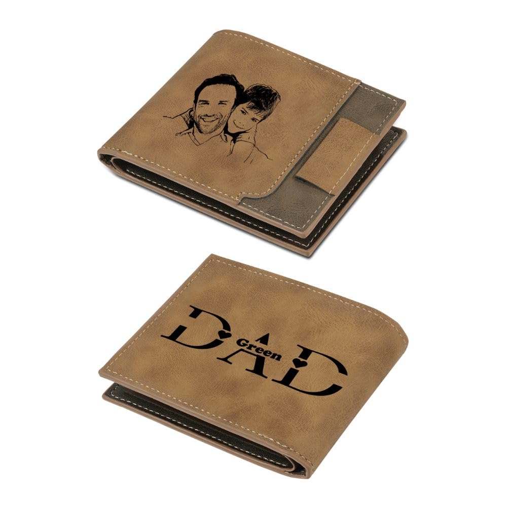 Bycuss Gifts for Fathers Day Personalized Wallets for Men Custom Photo Wallets for Dad Engraved Kids Names Leather Wallet Gifts for Dad from Daughter,
