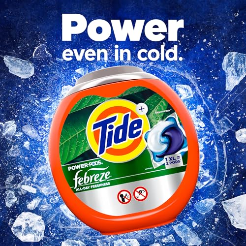Image of Tide Power Pods with Febreze Laundry Detergent Pacs, 63 Count, Botanical Rain Scent, All-Day Freshness