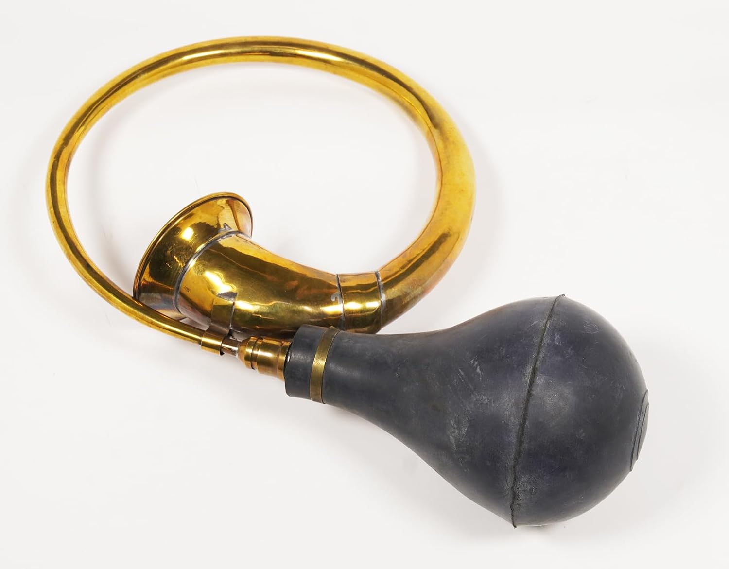 Vintage Brass Squeeze Bulb Horn - Retro Metal Bugle Horn with Red Rubber Bulb - Old-Fashioned Style for Antique Auto, Taxi & Home Decor Display