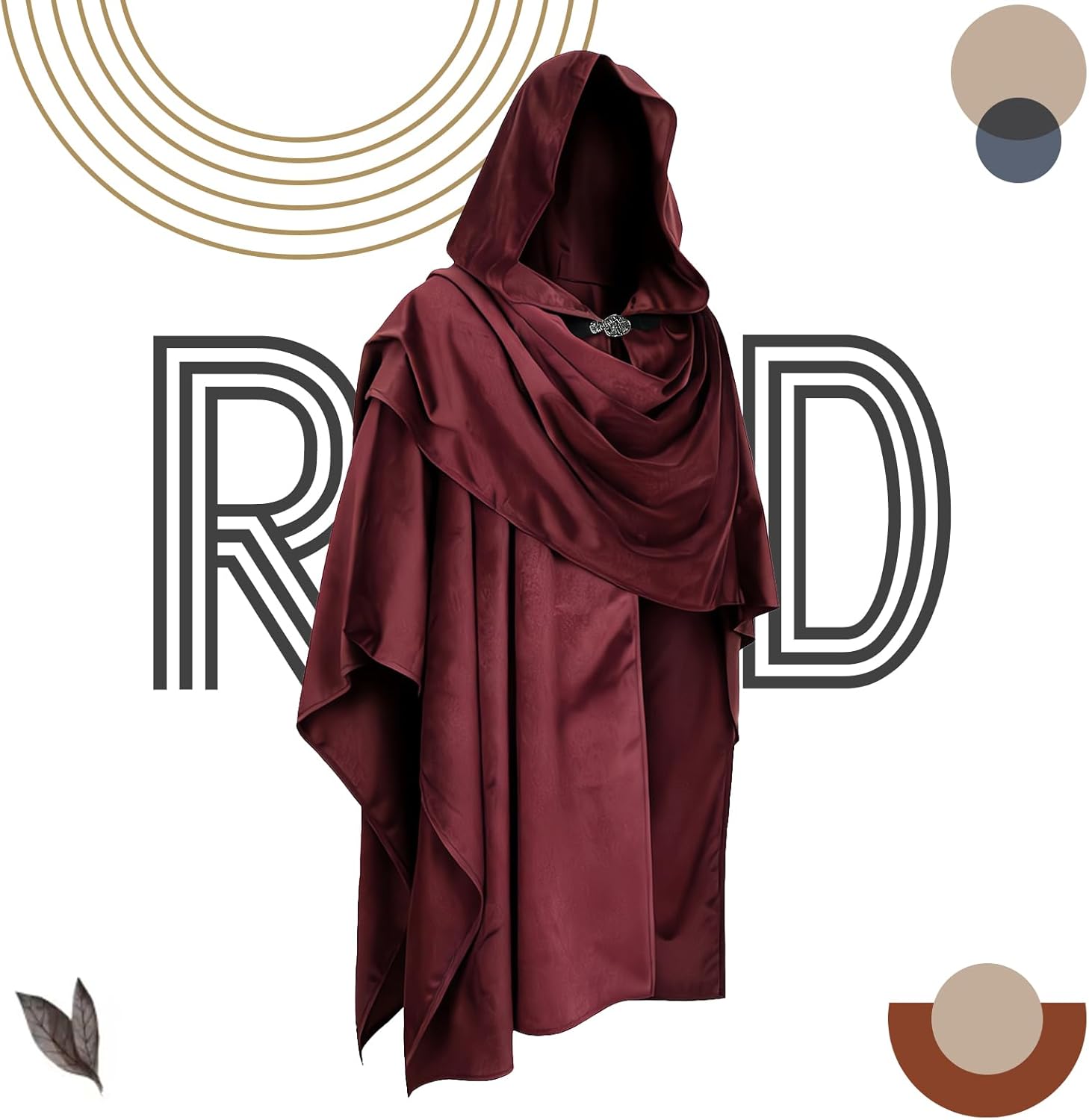 VZQI Hooded Cloak - Halloween Short Medieval Fantasy Cape for Cosplay - Unisex Renaissance Costume - Image 3