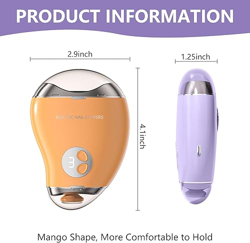 Miniatura 8 de Electric Nail Clippers for Seniors and Women, LED Light Electric Nail Trimmer Adult with 3 Speeds, Safe Automatic Fingernail Grinder with Storage,