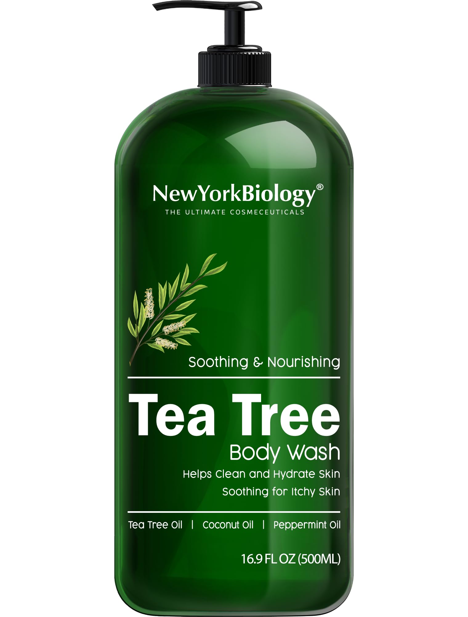 New York Biology Tea Tree Body Wash - Helps Nail Fungus, Athletes Foot, Ringworms, Jock Itch, Acne, Eczema & Body Odor, Soothes Itching & Promotes Healthy Skin and Feet - 500 ml