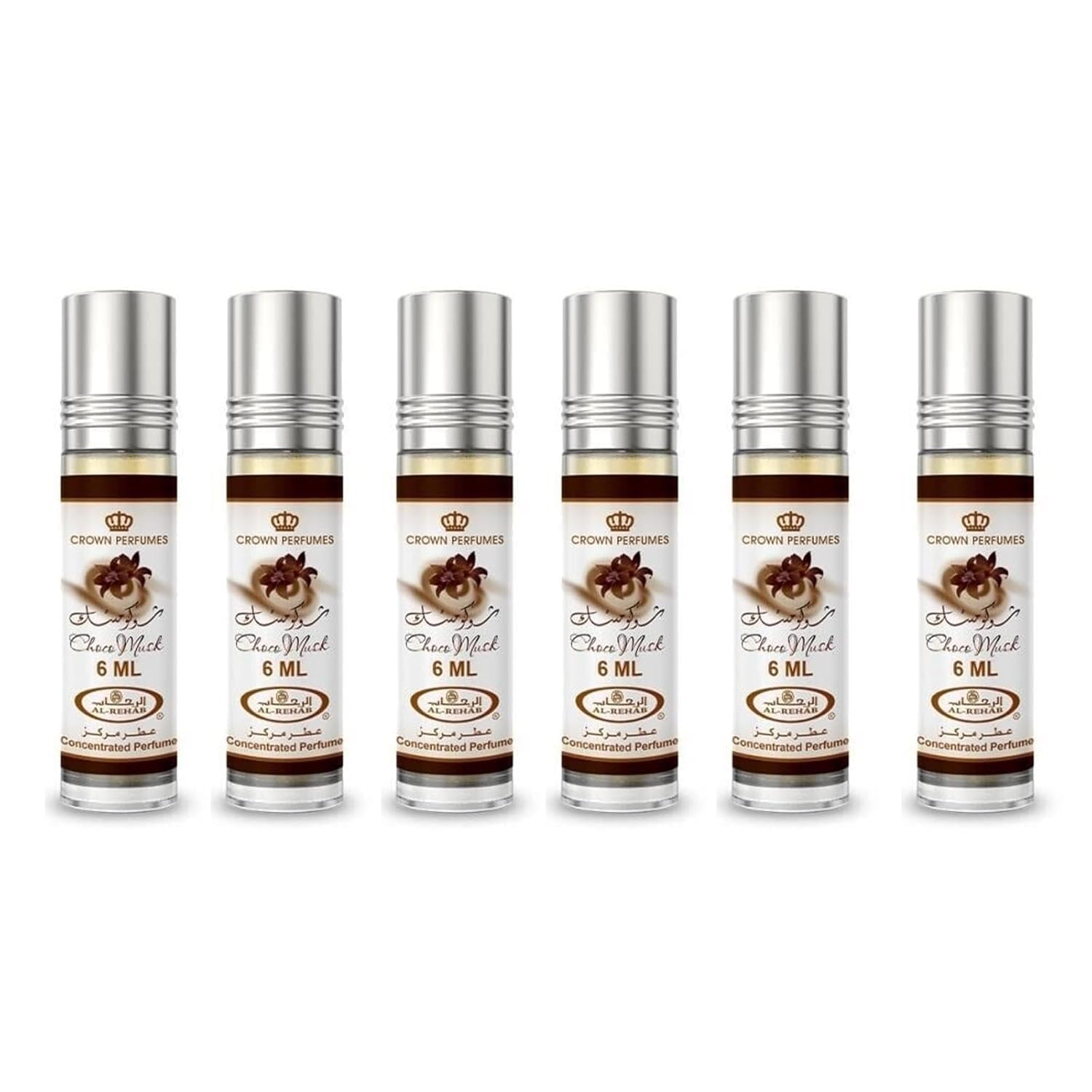 6 Pack of Choco Musk Concentrated Perfume Rollerball for Unisex, 0.2 Ounce