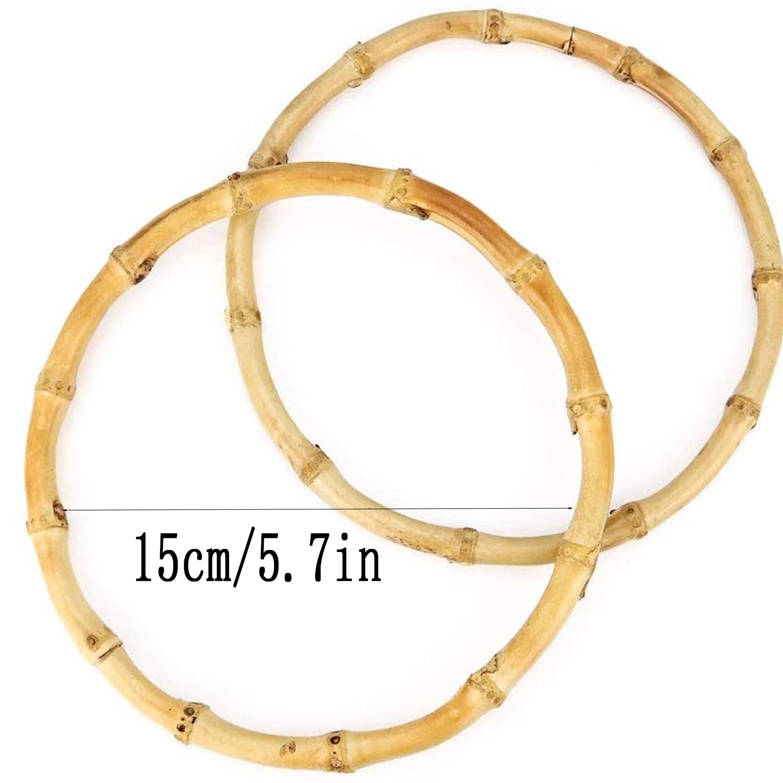 PandaHall 6 stuks 3 maten bamboe tas handvat, platte ronde