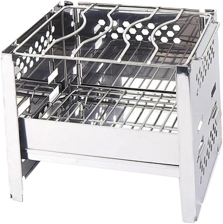 1pc Mini Portable Bbq Grill Square Stainless Steel Burning Stove for Outdoor Camping Stove Camping Accessory