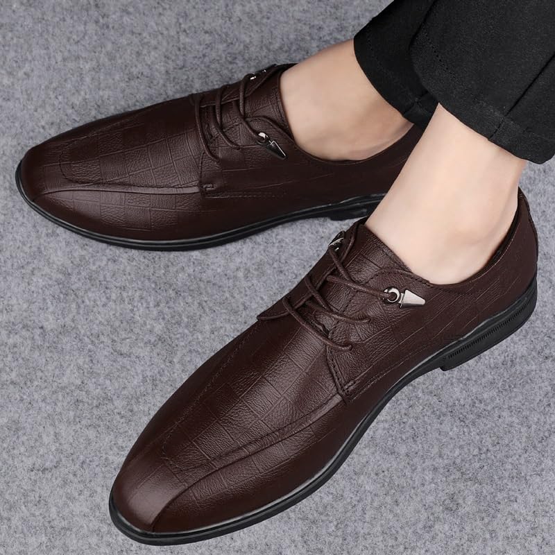 Business Genuine Leather Men's Shoes Metal Decorative Lace-up Leather Shoes Outdoors Driving Men's Shoes2