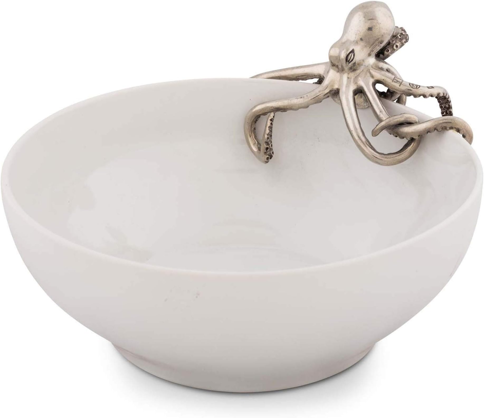 Vagabond House Pewter Octopus Stoneware Serving Salad Vegetable Bowl Large 13 inch x 11.75 inch x 6.5 inch Tall