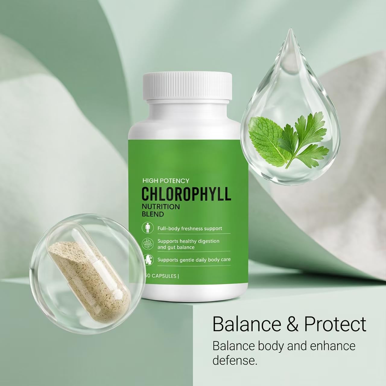 Chlorophyll, Frische und tägliche Unterstützung, 60 Stück