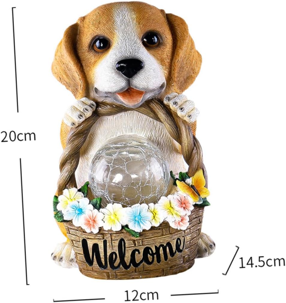 Flower Solar Lights Outdoor Dog Decor Resin Craft Garden Decor Solar Light Adornment Resin Artware for Home