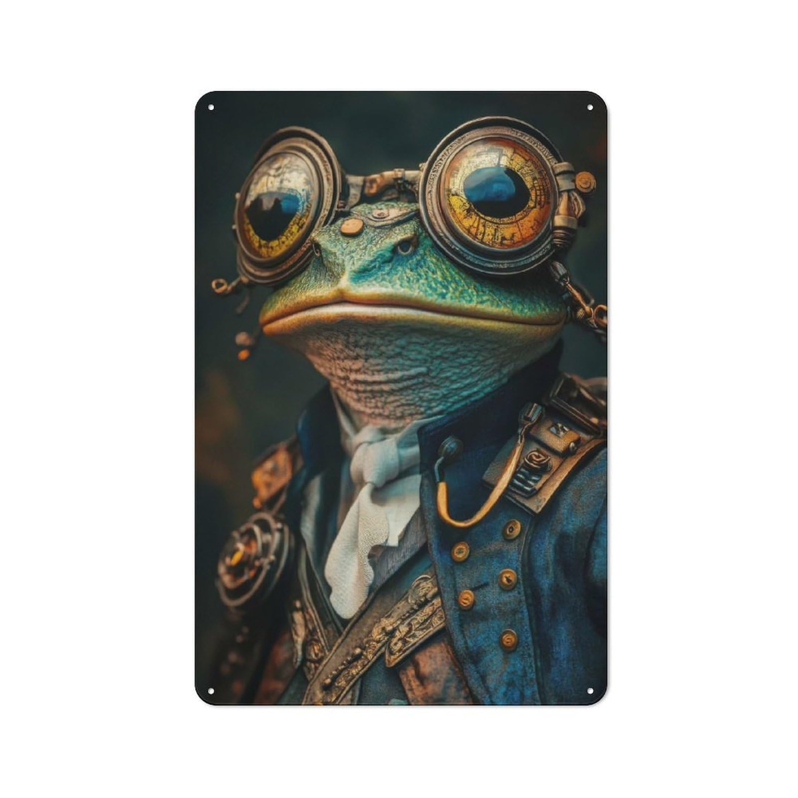 Nostalgic Steampunk Frog Decorative Tin Plaque 30x20cm, Classic Pub Decor for Diner, Restaurant, Shed Or Kitchen