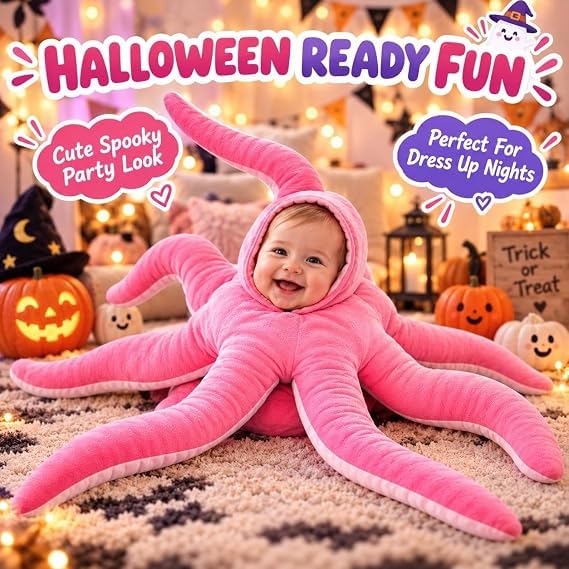 Baby Octopus Costume Halloween Cozy Plush Hooded Toddler Fish Outfit - image 3