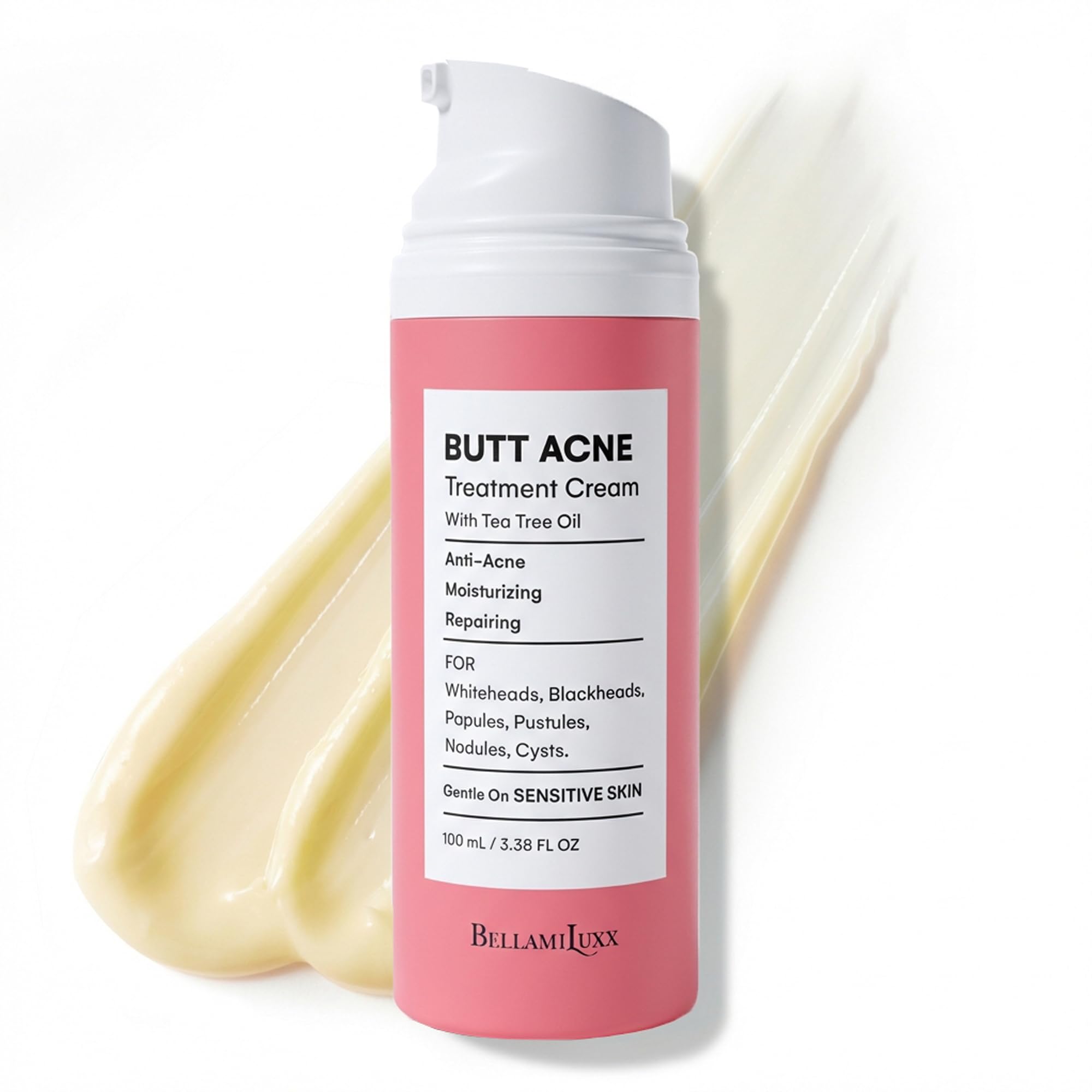 Butt Acne Clearing Treatment Cream: Body Acne Treatment for Folliculitis and Pimples on Buttocks, Thighs, and Body with 2% Salicylic Acid & Tea Tree Oil - Butt Cream for Smooth Skin