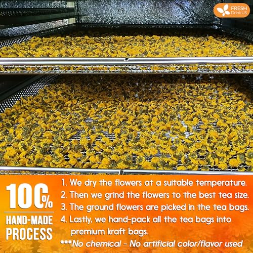 Image of FreshDrinkUS Premium Chrysanthemum Flower Tea Bags - 120 Count, 100% Natural and Pure, Eco-Conscious. Herbal Tea, No Sugar, No Caffeine, No Gluten, Vegan