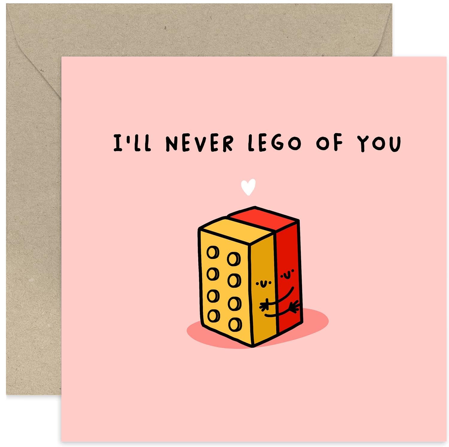 Old English Co. Cute Wedding Anniversary Card for Husband of Wife - Lego Valentine's Day Card for Boyfriend or Girlfriend - 'Never Lego' Funny Whitty Romantic Gift for Him | Blank Inside
