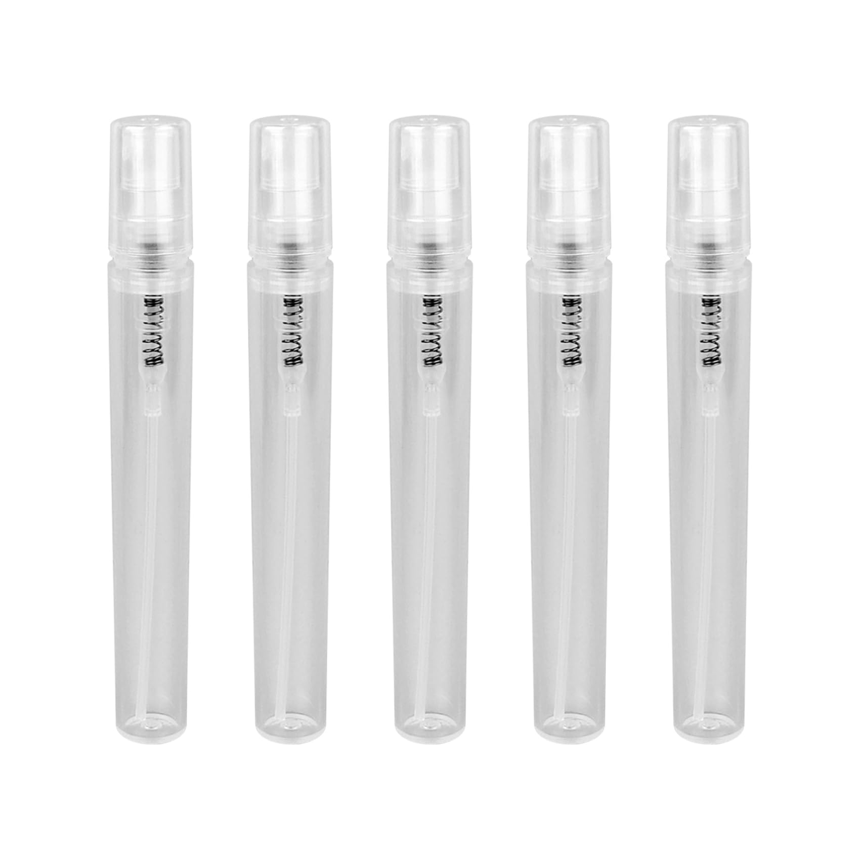 JUNSDUKE 5 Pack Clear Spray Bottles, 5 ml Small Empty Containers, Plastic Portable Travel Bottles, Fine Mist Refillable Perfume Atomizer (5)