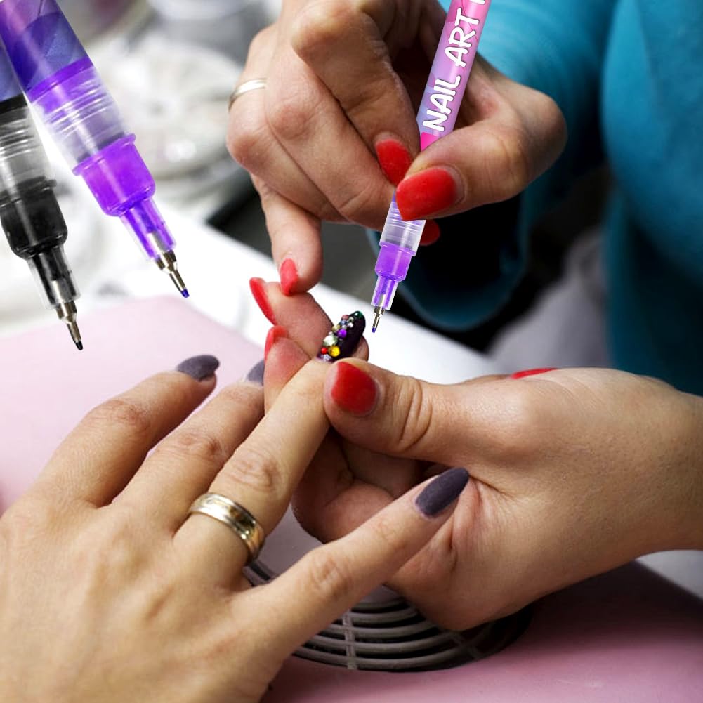 Zestaw pisaków do paznokci, 12 kolorów, pisak do paznokci DIY do rysowania linii, graffiti do nail art, narzędzia do manicure, wodoodporny, szybkoschnący, 3D Nail Art Pen, pisaki do lakieru do
