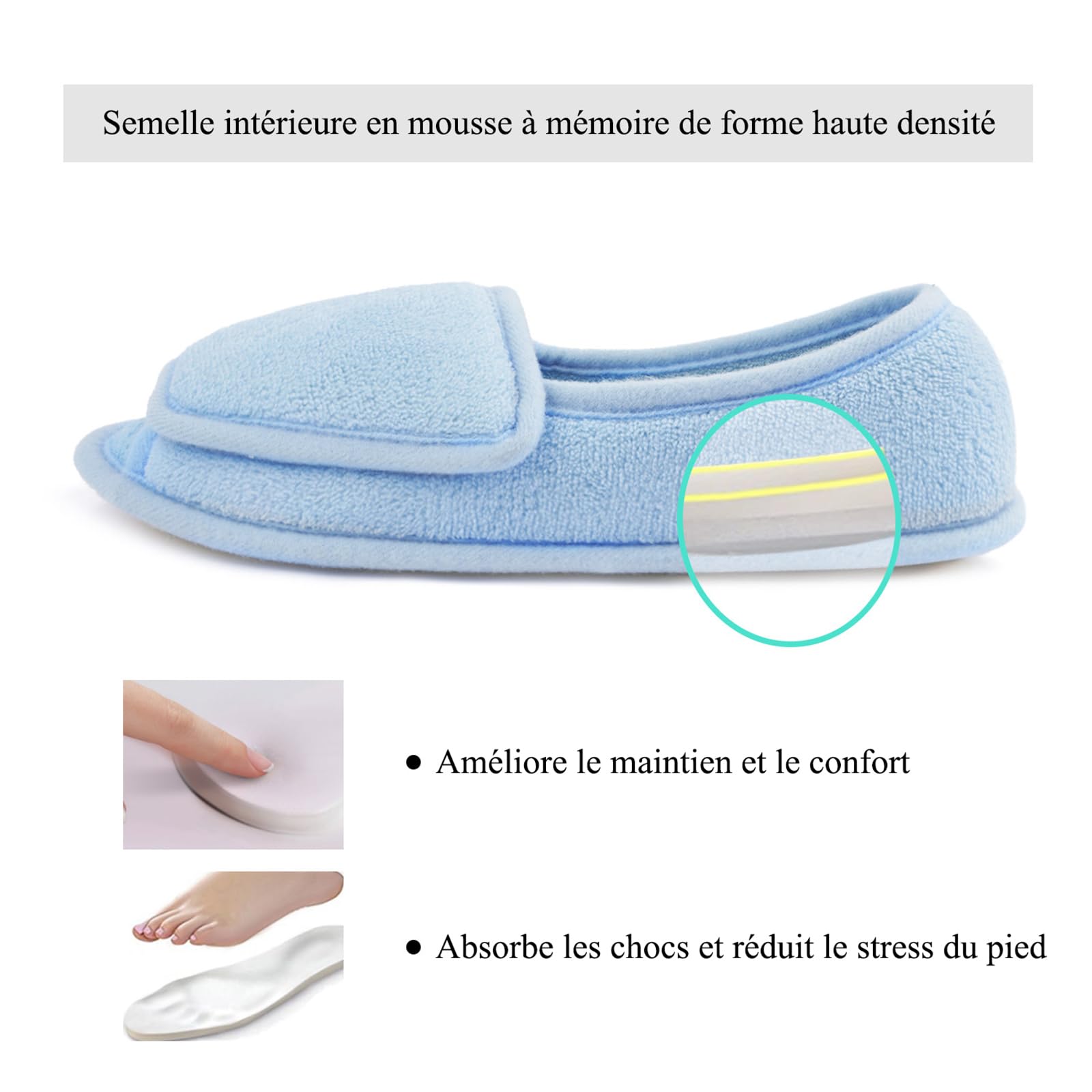 Git-up Chaussons Femme en Mousse à Mémoire Confortable Respirante Bout Ouvert Peluche Chaud Antidérapage Maison Pantoufles pour Intérieur et Extérieur