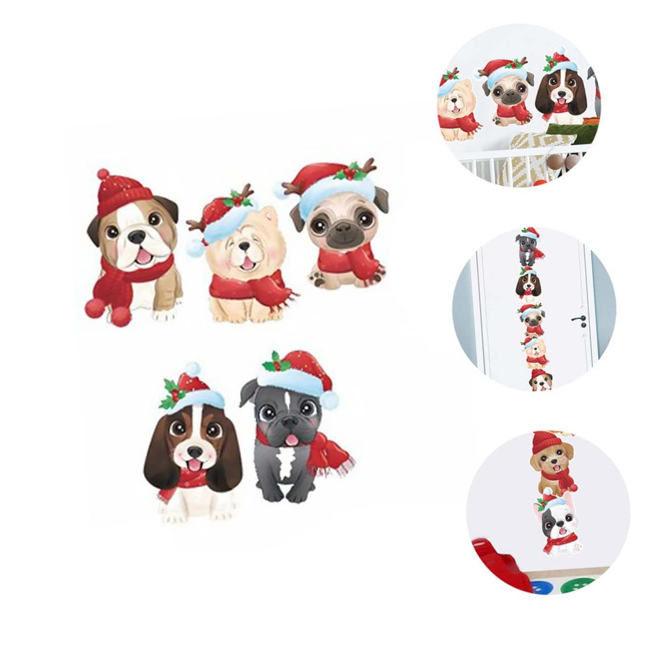 BESTOYARD 4fogli Adesivi Natalizi Per Vetrine Decorazioni Per Finestre Con Cani Carini Facili Da Applicare e Rimuovere Perfetti Per Creare Atmosfera Festiva Casa Durante Natale