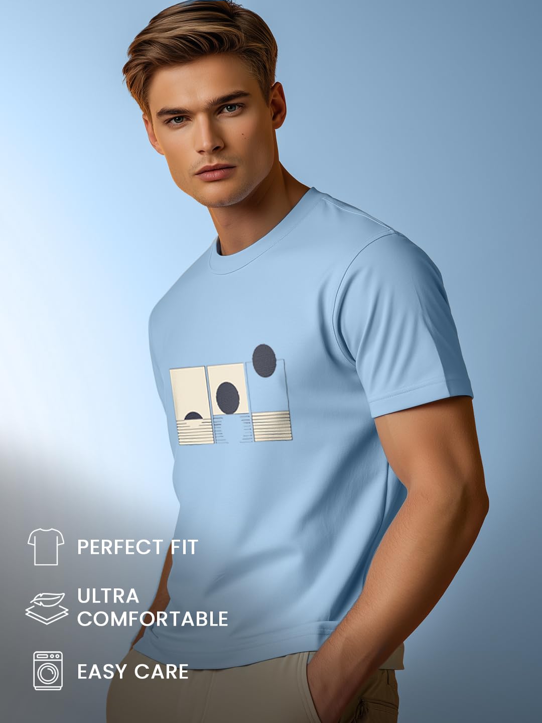 NOBERO Męski T-shirt z bawełny z nadrukiem graficznym, normalny krój