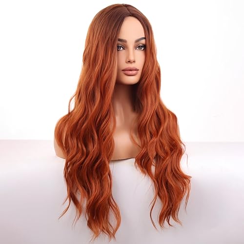 Miniatura 2 de WTHCOS Pelucas rubias platinadas para mujer, largas, rizadas, onduladas, rubias, color rubio ceniza con raíces oscuras, parte media, pelucas