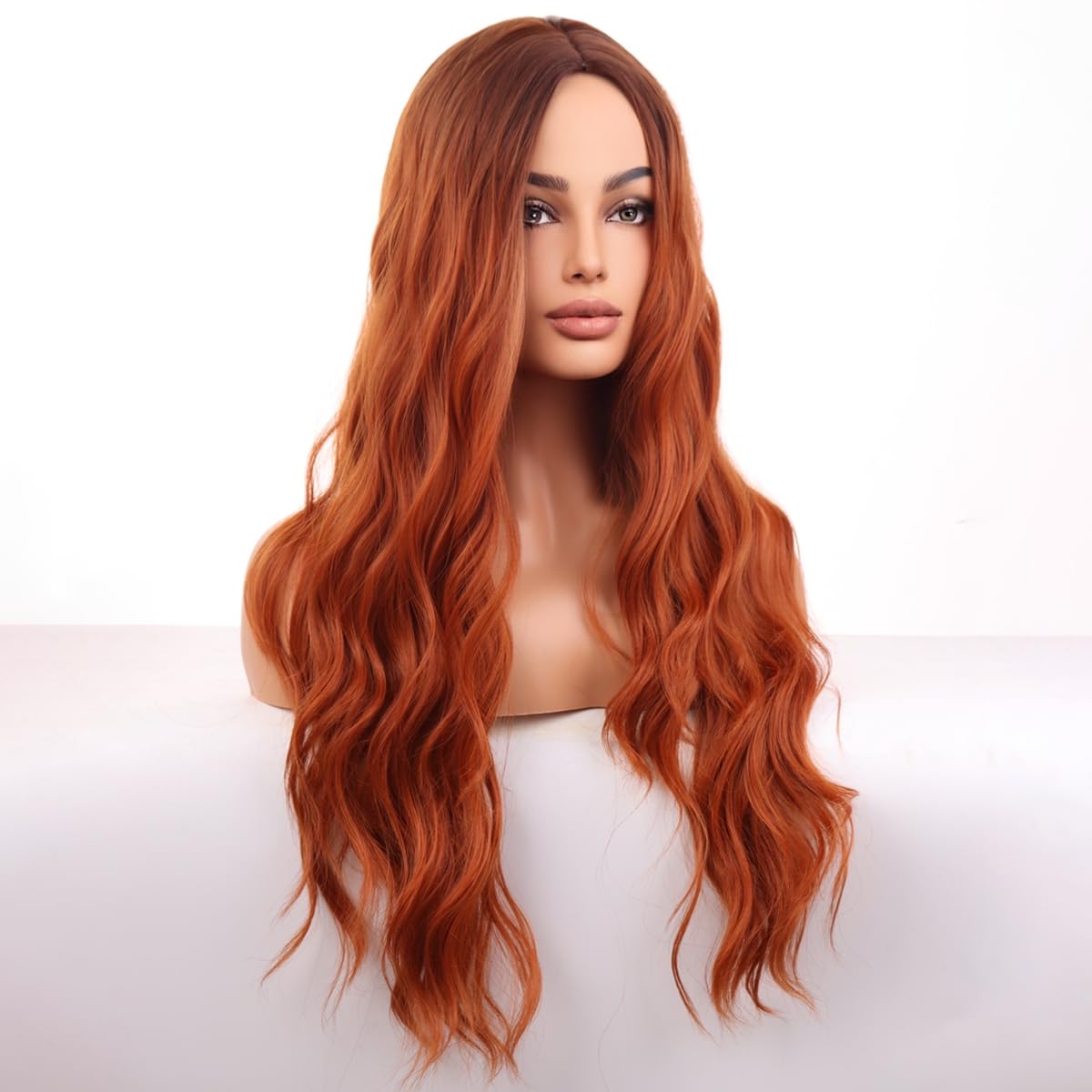 Amazon.com : WTHCOS Auburn Wig Long Red Curly Wavy Wigs for  display picture 3