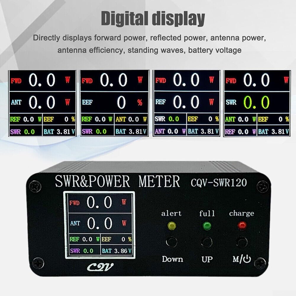 Compteur de puissance numérique VSWR 120 W, CQV-SWR 120 mètres avec écran couleur HD, démarrage automatique et protection contre les sous-tensions de la batterie