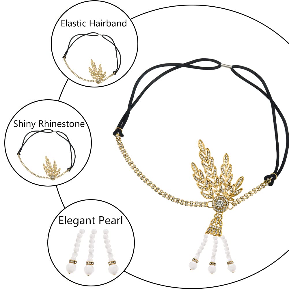 YISSION 4 Fasce Per Capelli Con Strass, Cerchietti Antiscivolo Vintage Per Donne E Ragazze, Accessori Sposa - 2
