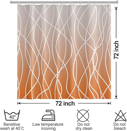 Miniatura 31 de Cortina de ducha pequeña a rayas gris claro degradado para baño, 36 x 72 pulgadas, juego de cortina de ducha geométrica para cabina de RV con Gris
