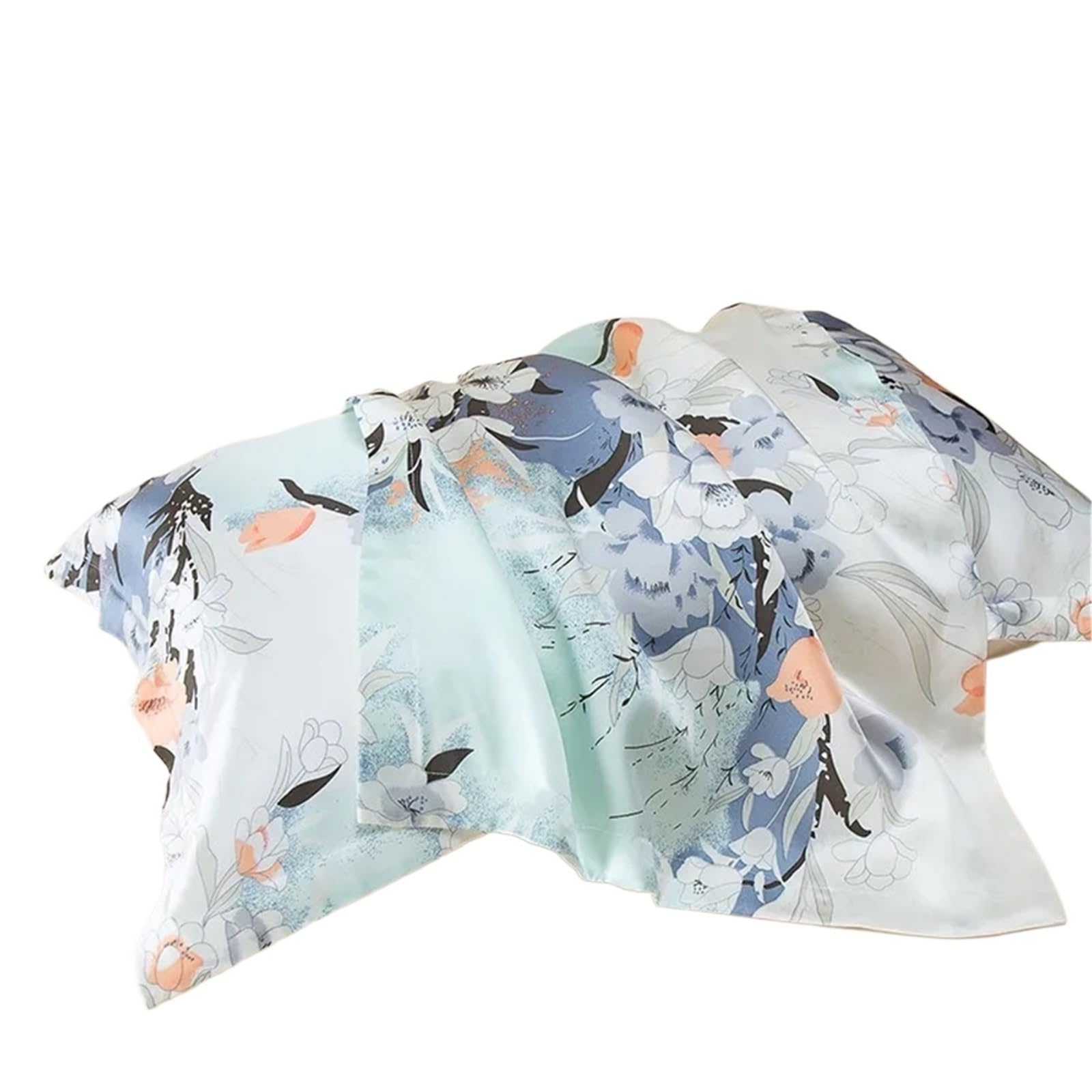 Silk Envelope Pillowcase 1pc Both Sides Mulberry Oxford Printed Multicolor Many Sizes For women(Blue,51x66 cm)
