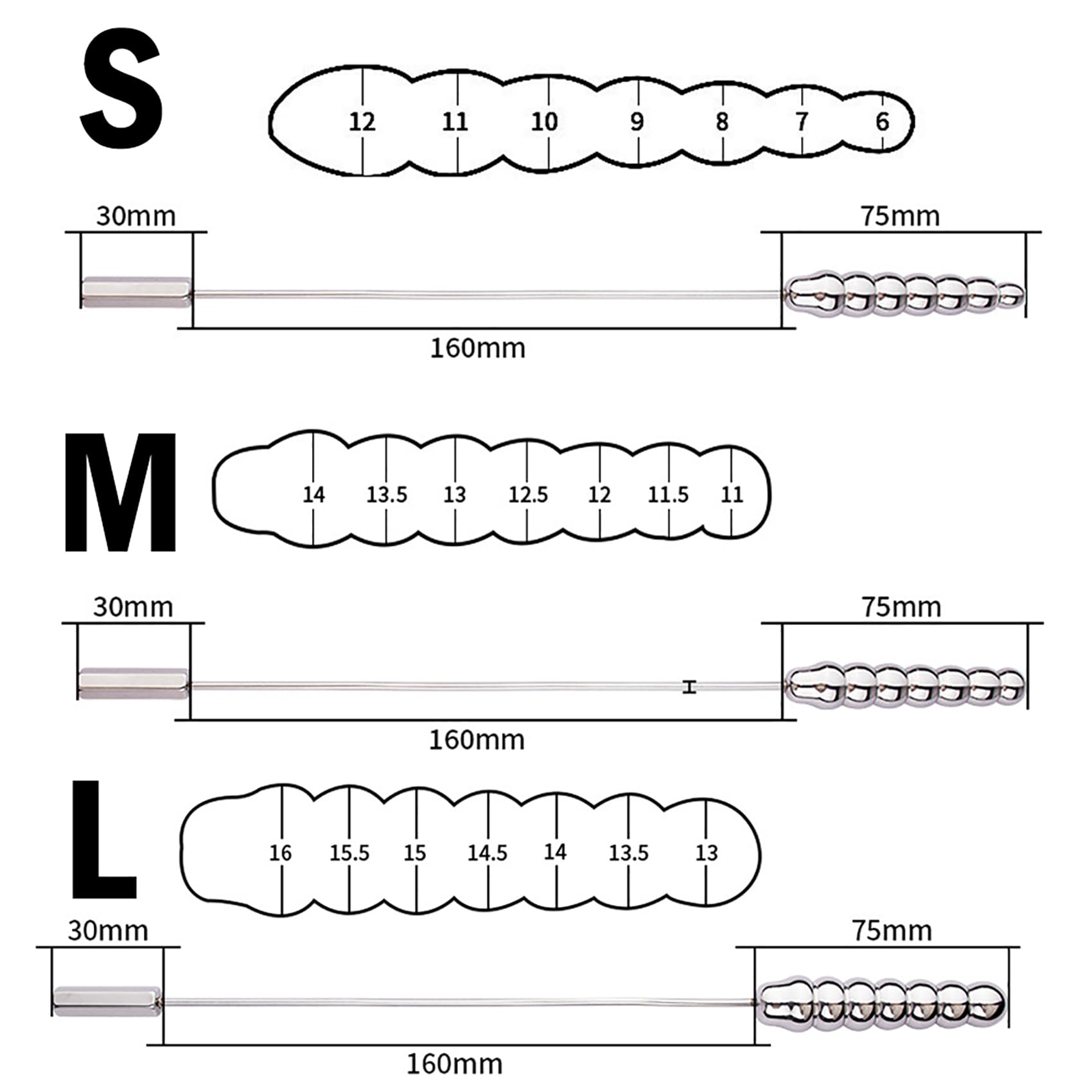26Cm Extra Lang Edelstahl Harnröhren Dilatatoren Metall Doppel Penis Plug Kugel Katheter Sounding Urethral Dilator Harnröhren Stimulation Masturbation SM Sexspielzeug Für Männer,Silber,Set